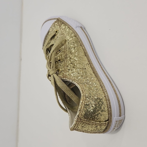 Converse All Star Chuck Taylor Sneakers Shoes Gold Sparkle Glitter Youth Sz 3 - Picture 8 of 14
